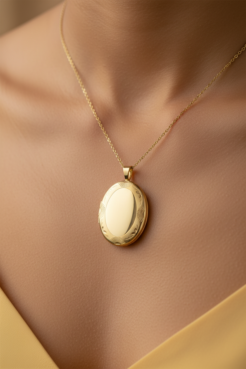 Yellow Gold Plated on Silver Locket.