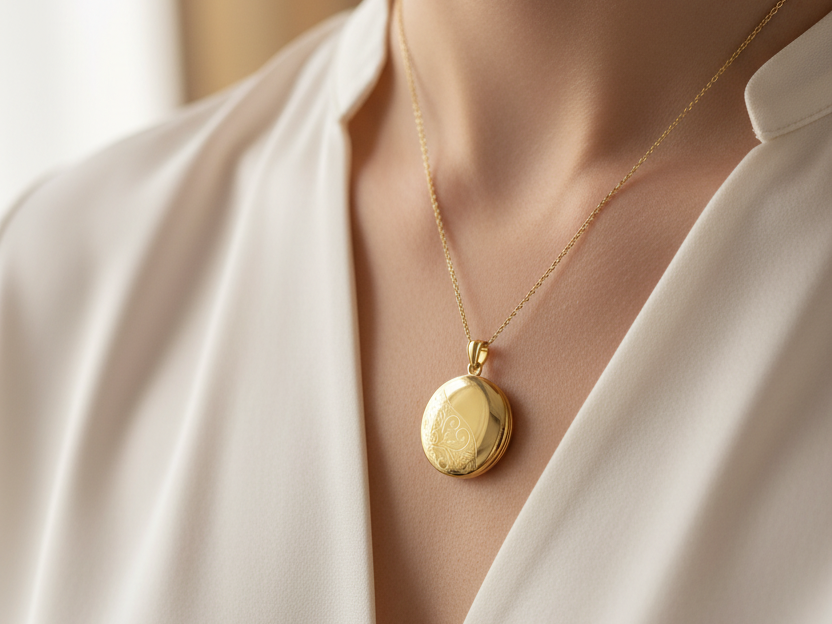 Yellow Gold Plated on Silver Locket.