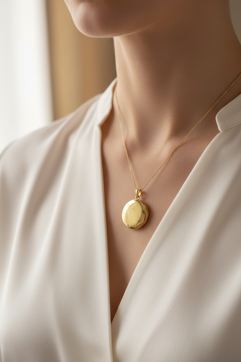 Yellow Gold Plated on Silver Locket.