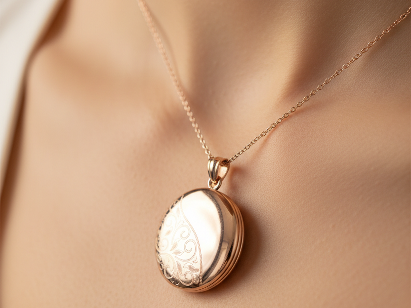 Rose Gold Plated on Silver Locket.