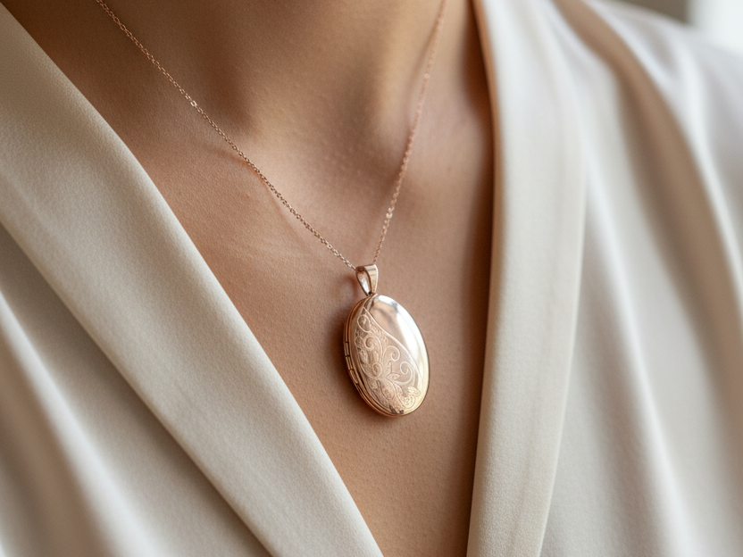 Rose Gold Plated on Silver Locket.