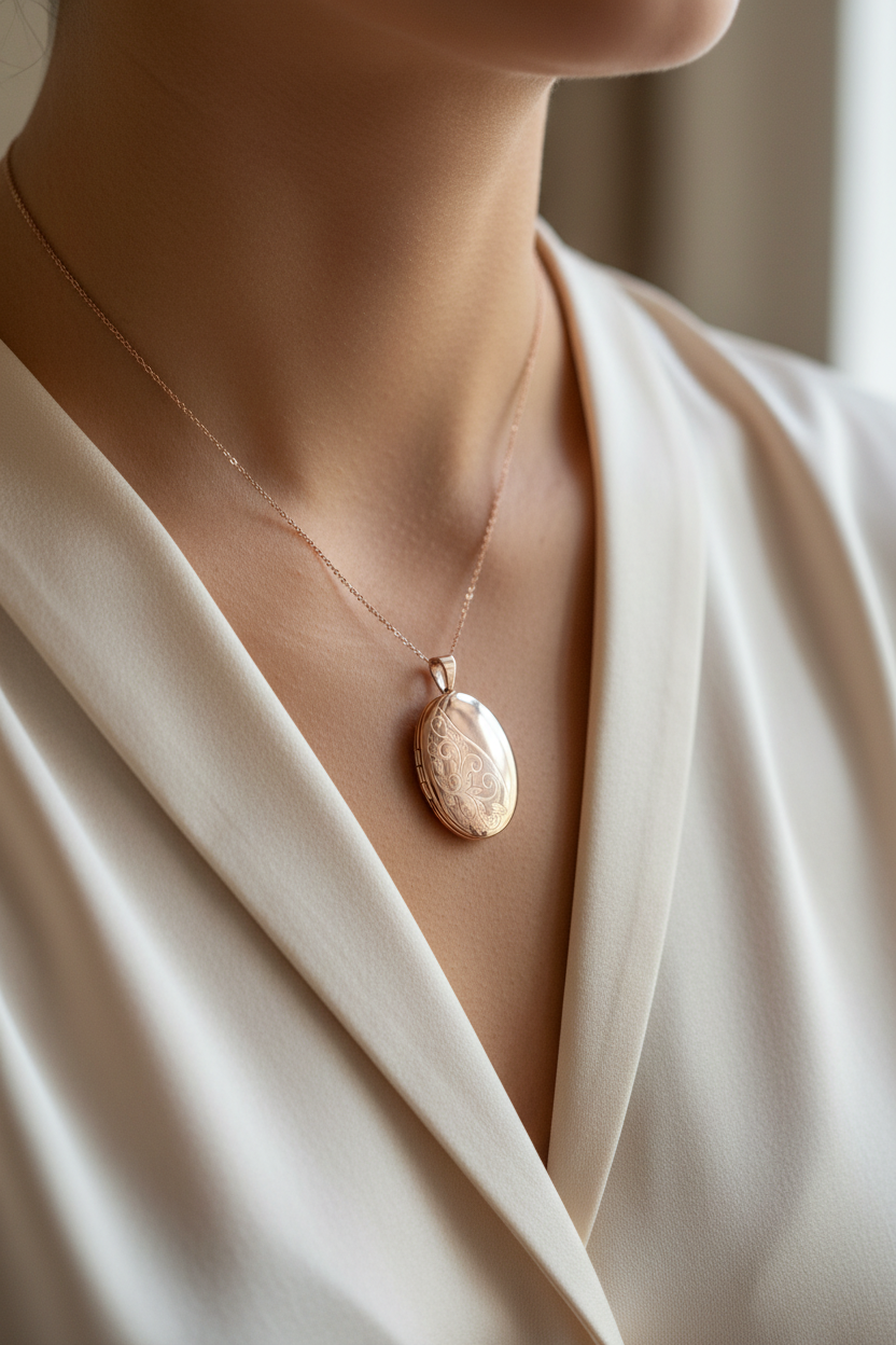 Rose Gold Plated on Silver Locket.