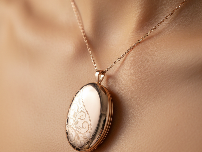 Rose Gold Plated on Silver Locket.