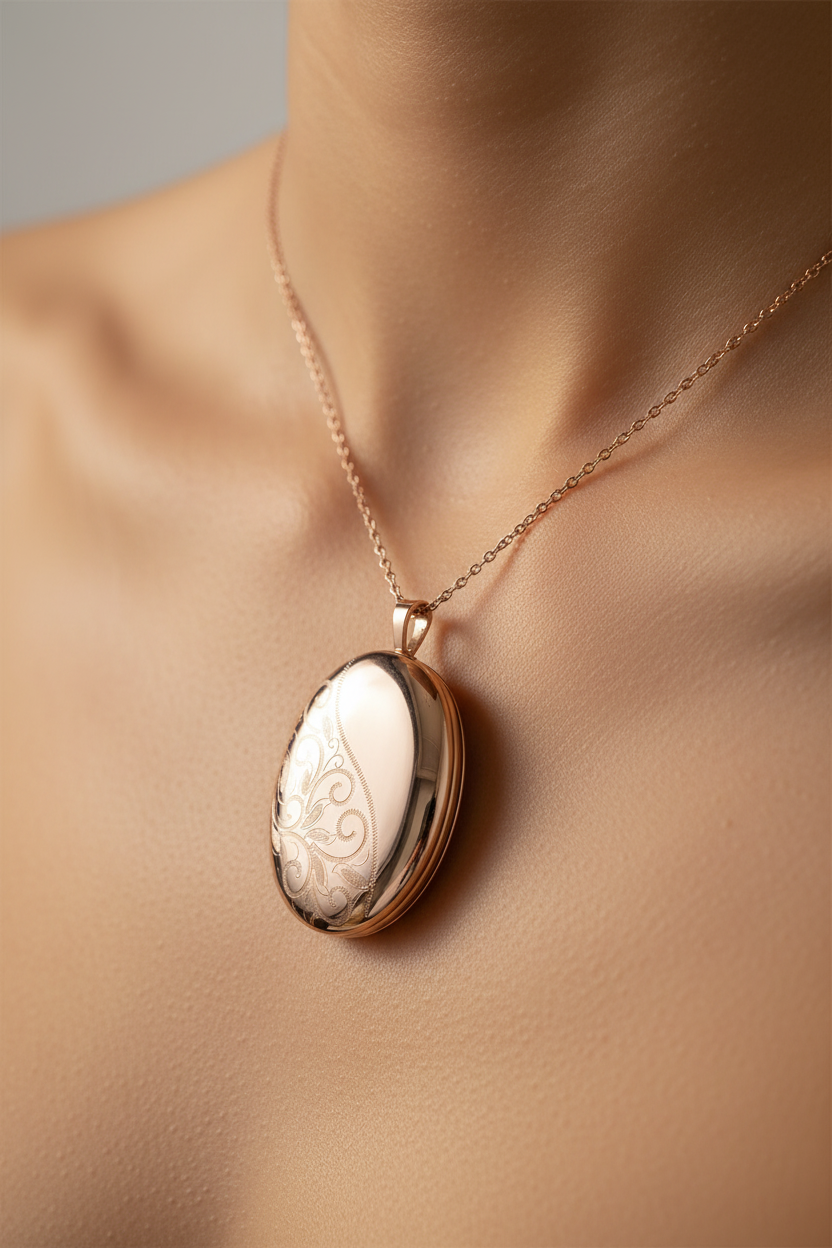 Rose Gold Plated on Silver Locket.