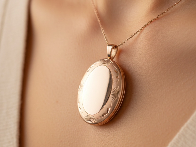 Rose Gold Plated on Silver Locket.