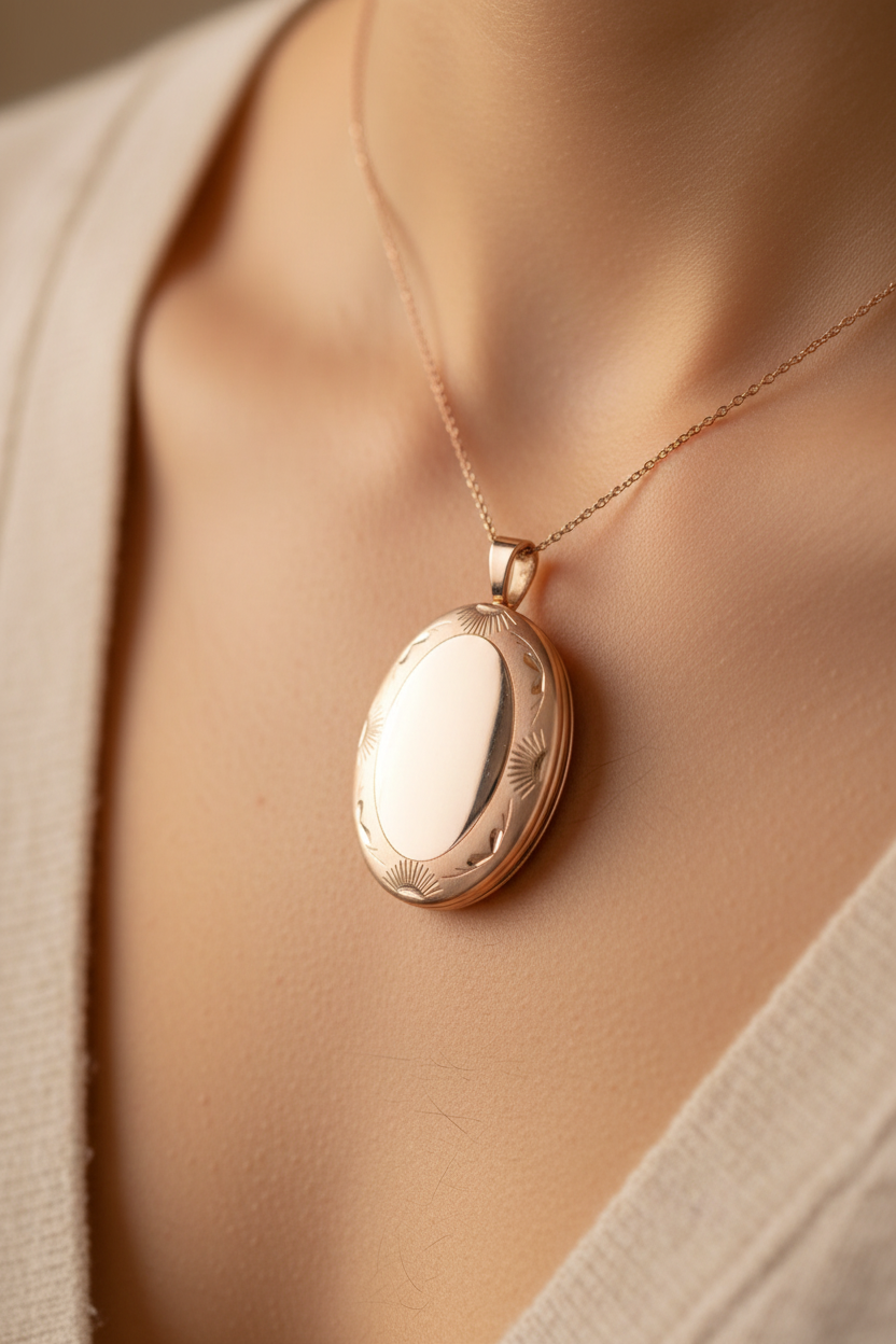 Rose Gold Plated on Silver Locket.