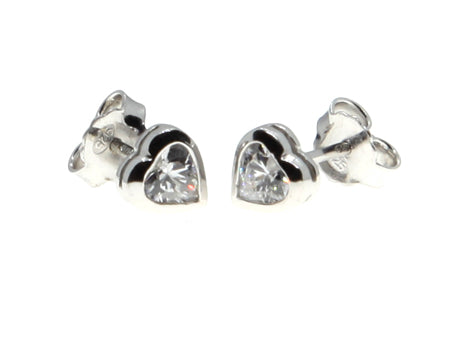 A Kids Heart Cubic Zirconia Silver Earring