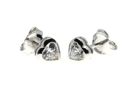 A Kids Heart Cubic Zirconia Silver Earring