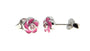 A Kids Flower Pink Cubic Zirconia Silver Earring
