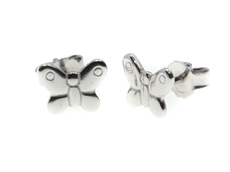 A Kids White Butterfly Silver Earring