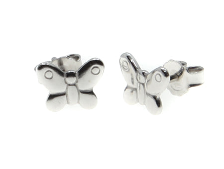 A Kids White Butterfly Silver Earring