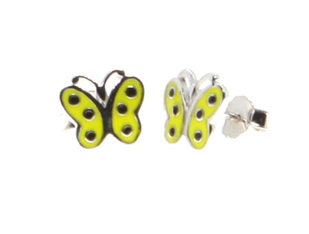 A Kids Yellow Butterfly Silver Earring