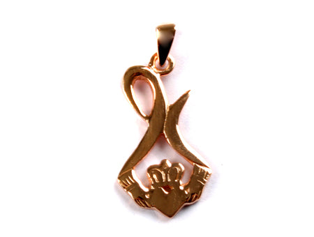 Claddagh Rose Plated Silver Pendant