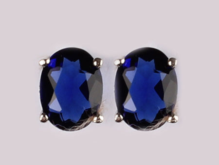 A Sapphire & White Cubic Zirconia Earring.