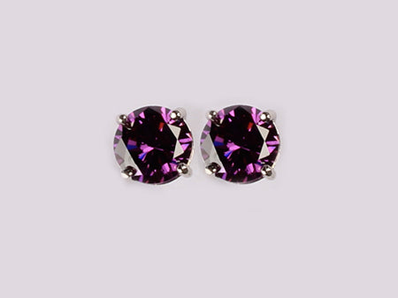 A Amethyst & White Cubic Zirconia Earring. 4MM