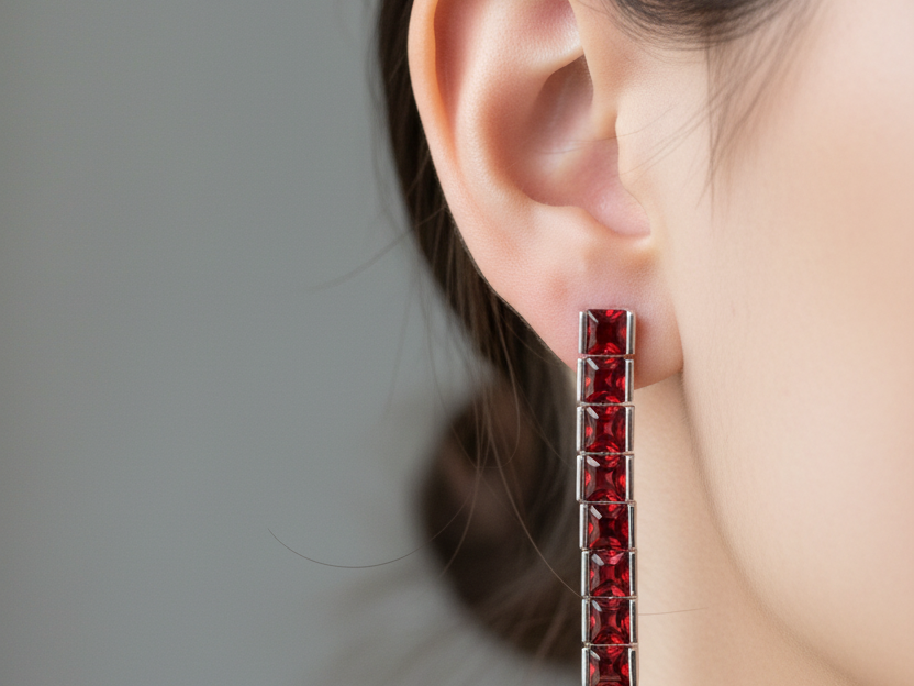 Garnet Cubic Zirconia Earring