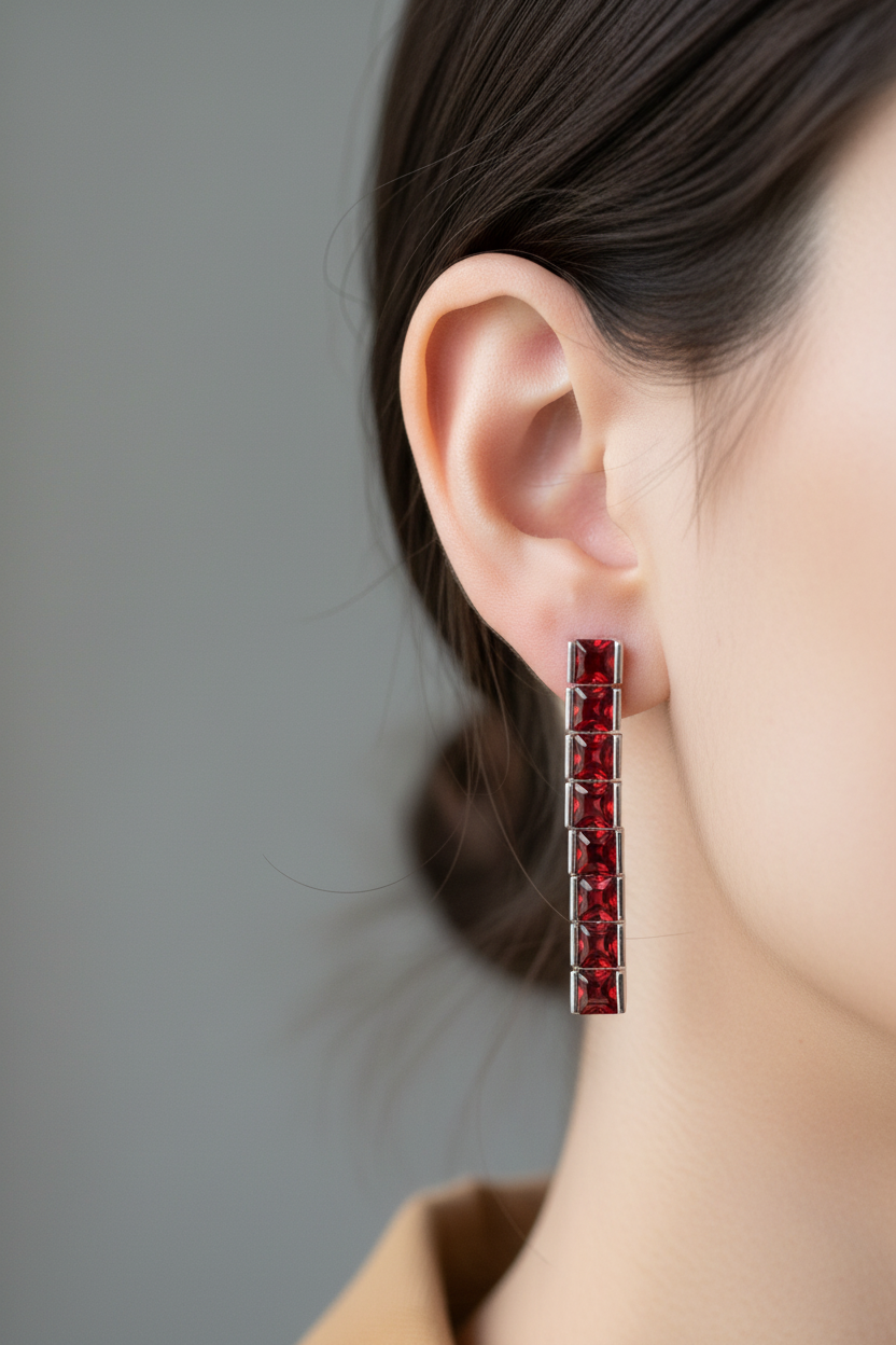 Garnet Cubic Zirconia Earring