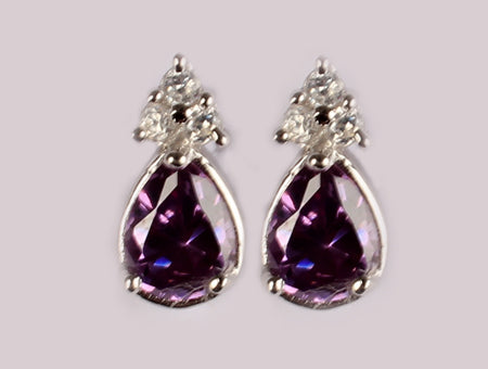 A Amethyst & White Cubic Zirconia Earring.