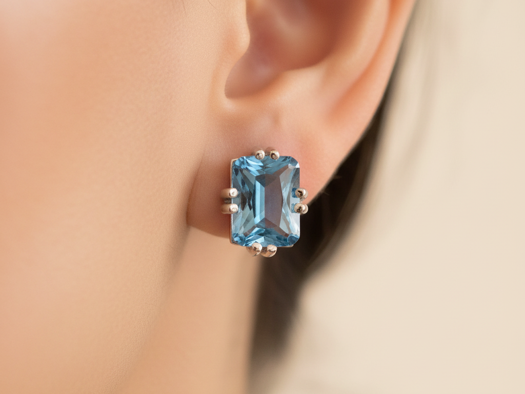 Topaz Silver Cz Earring
