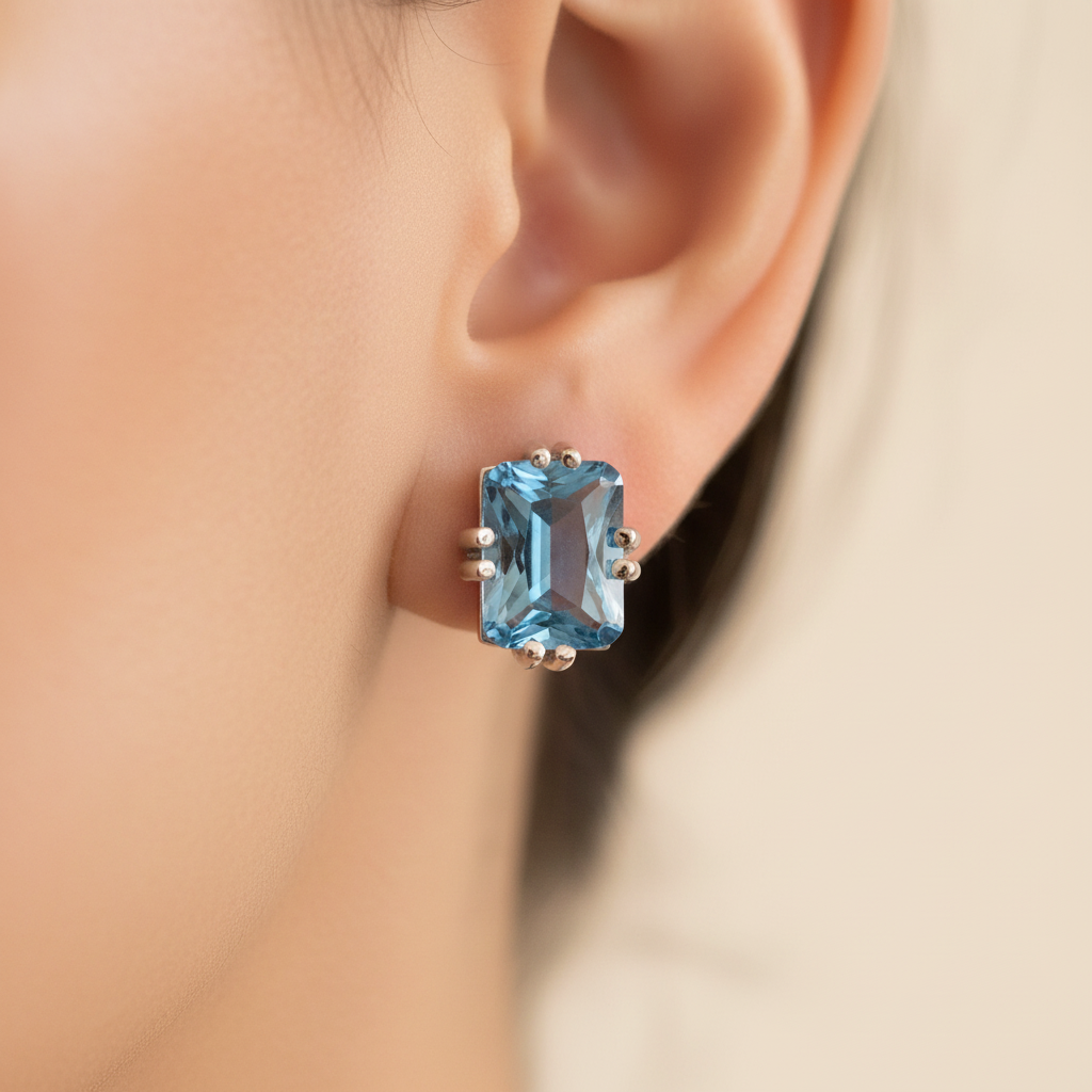 Topaz Silver Cz Earring