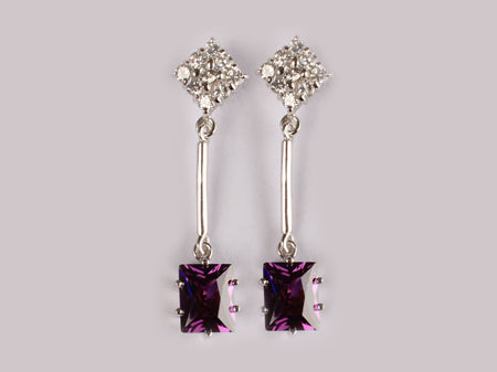 A Amethyst & White Cubic Zirconia Earring.