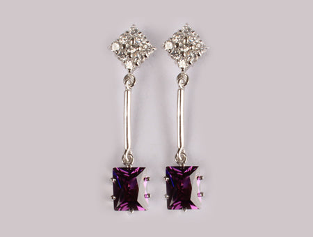 A Amethyst & White Cubic Zirconia Earring.