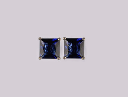 A Sapphire & White Cubic Zirconia Earring 5mm x 5mm