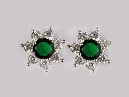 A Emerald & White Cubic Zirconia Earring.