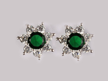 A Emerald & White Cubic Zirconia Earring.