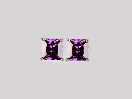 A Amethyst  Cubic Zirconia Earring 5mm x 5mm