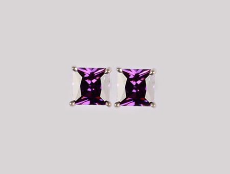 A Amethyst  Cubic Zirconia Earring 5mm x 5mm