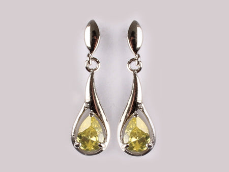 A Peridot & White Cubic Zirconia Earring.