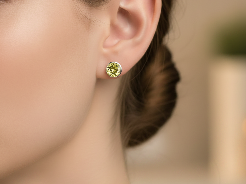 A Peridot Cubic Zirconia Earring.