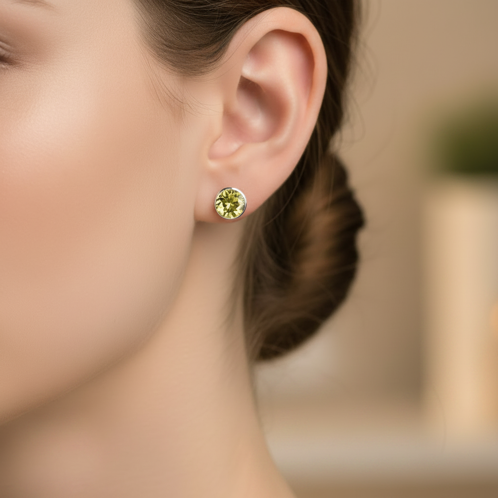 A Peridot Cubic Zirconia Earring.