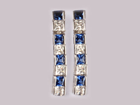 A Sapphire & White Cubic Zirconia Earring.