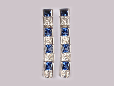 A Sapphire & White Cubic Zirconia Earring.
