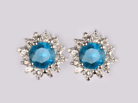 A Aquamarine & White Cubic Zirconia Earring.