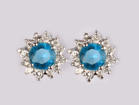 A Aquamarine & White Cubic Zirconia Earring.