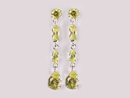 A Peridot & White Cubic Zirconia Earring.