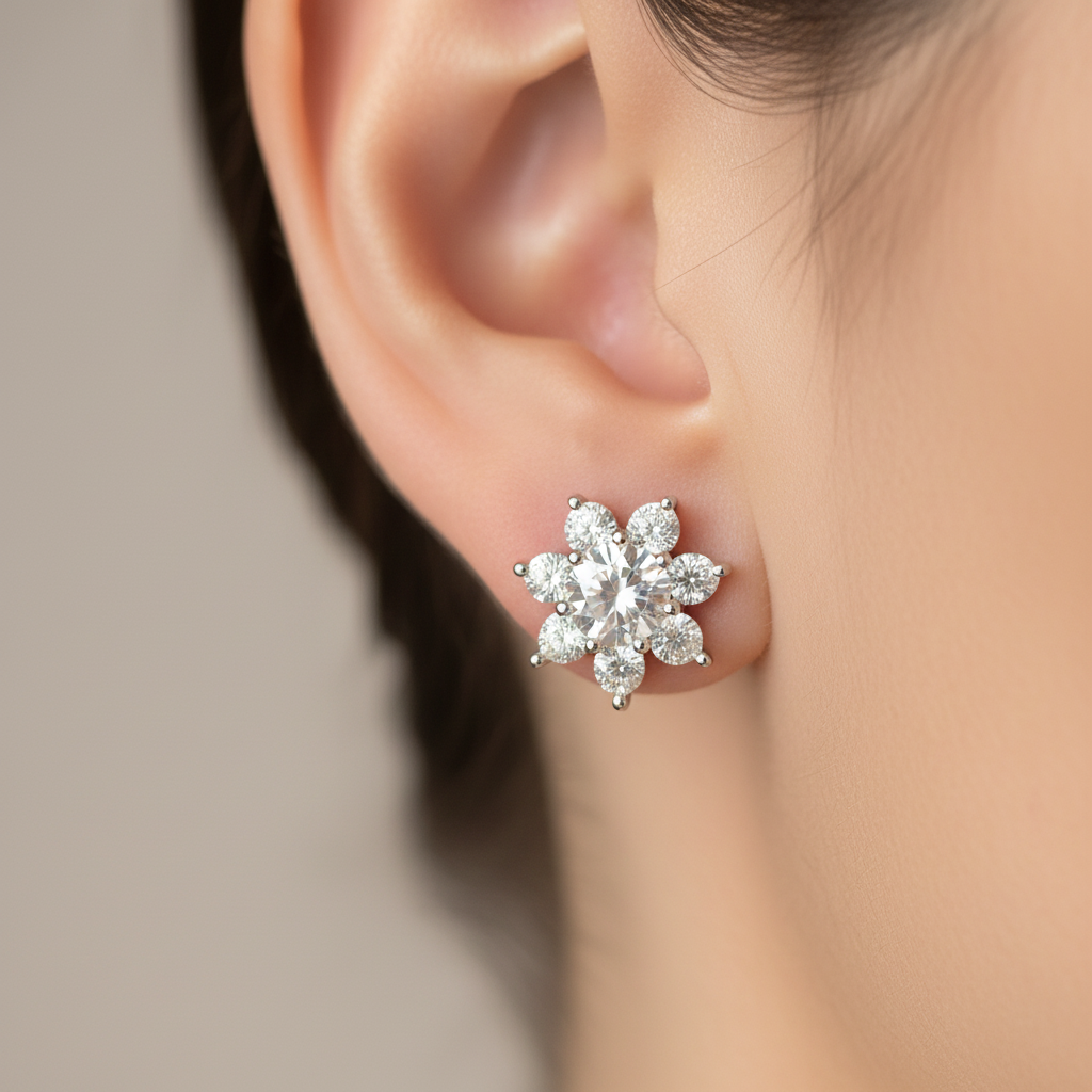 A White Cubic Zirconia Earring