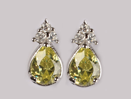 A Peridot & White Cubic Zirconia Earring.