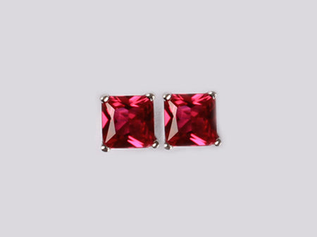 A Ruby Cubic Zirconia Earring 5mm x 5mm