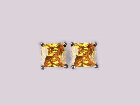 Champagne Silver Cz Earring 5mm x 5mm