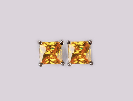 Champagne Silver Cz Earring 5mm x 5mm