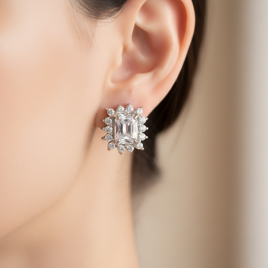 A White Cubic Zirconia Earring
