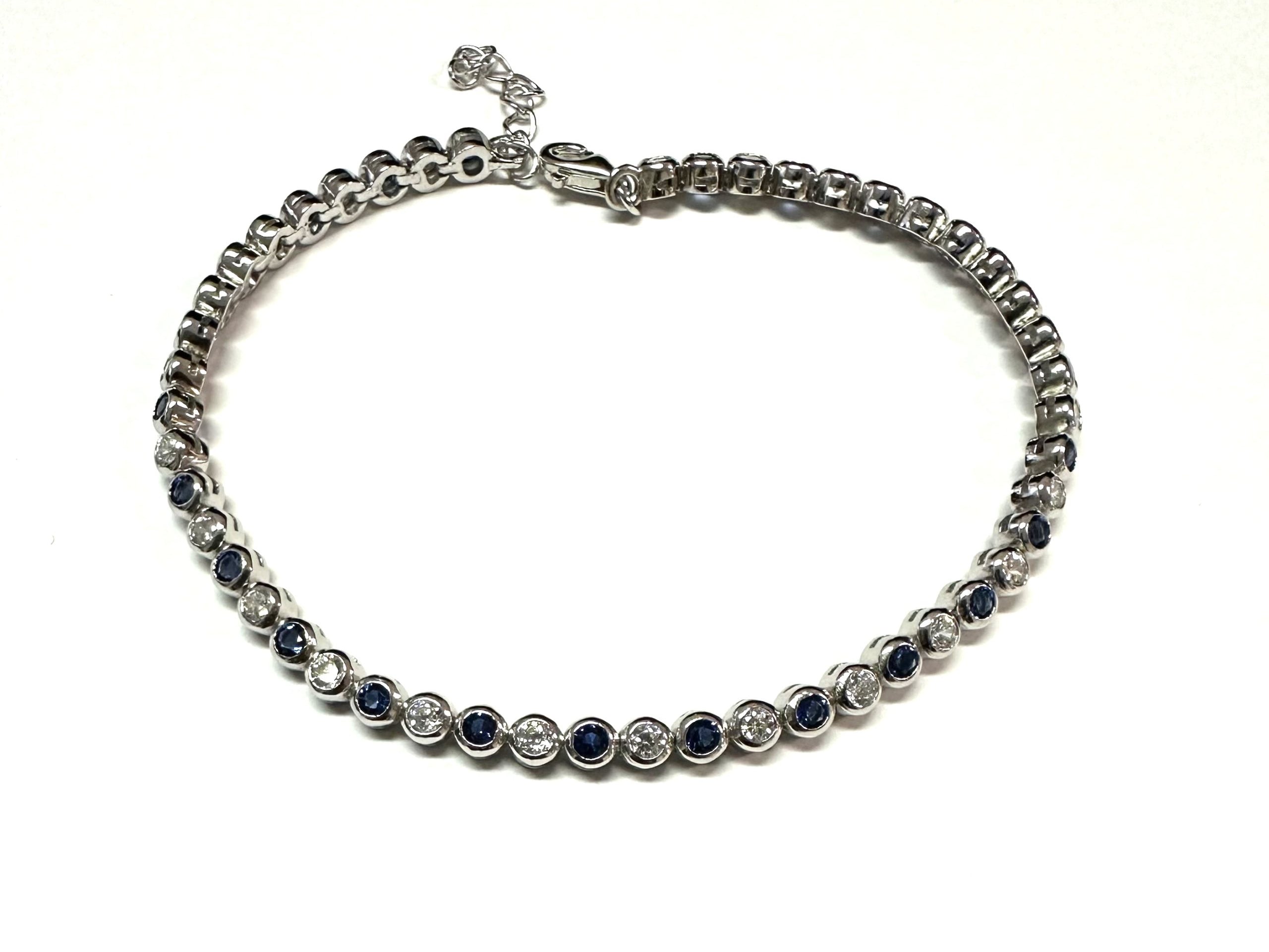 Sapphire Cubic Zirconia Rubover Set Tennis Bracelet