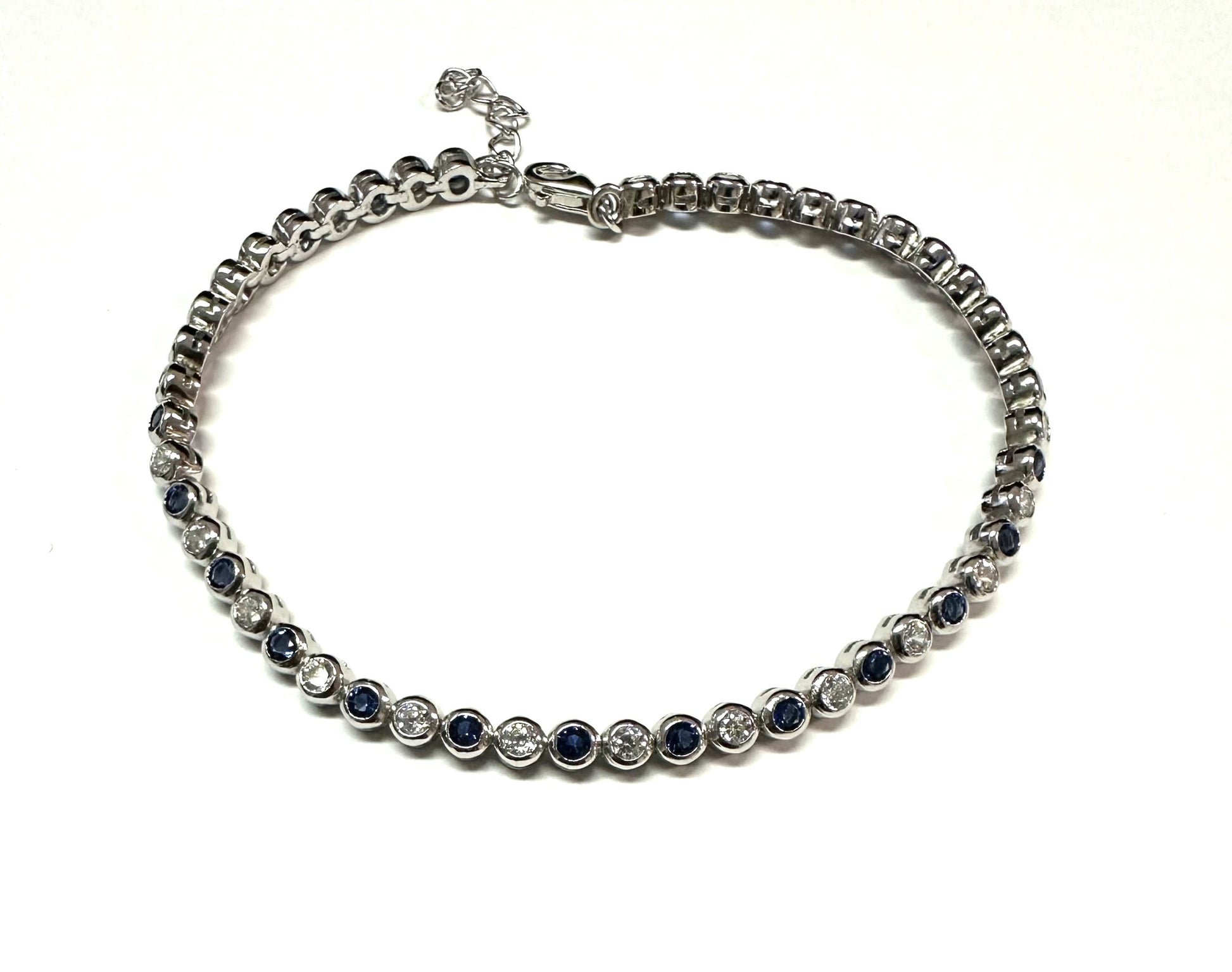 Sapphire Cubic Zirconia Rubover Set Tennis Bracelet