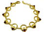 Claddagh Yellow Plated Garnet Cz Stone Silver Bracelet