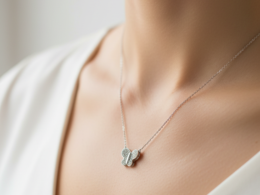A White Cubic Zirconia Necklace.