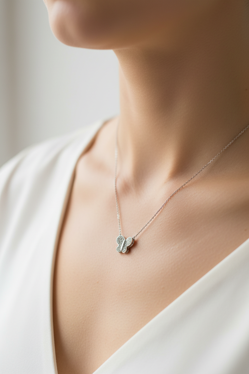 A White Cubic Zirconia Necklace.